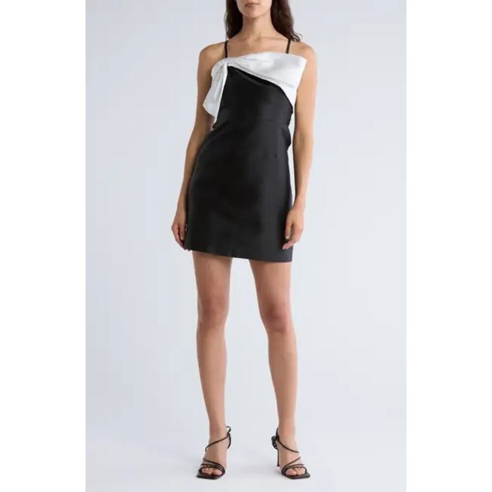 Hutch Serena Formal Cocktail Bow A Line Mini Dress White Black 10